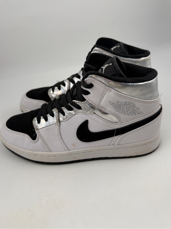 Nike Men’s Air Jordan 1 Mid-SZ 8- White Black Leather Basketball Shoes Sneakers main image 4